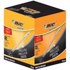 Caneta Preta Bic Cristal.