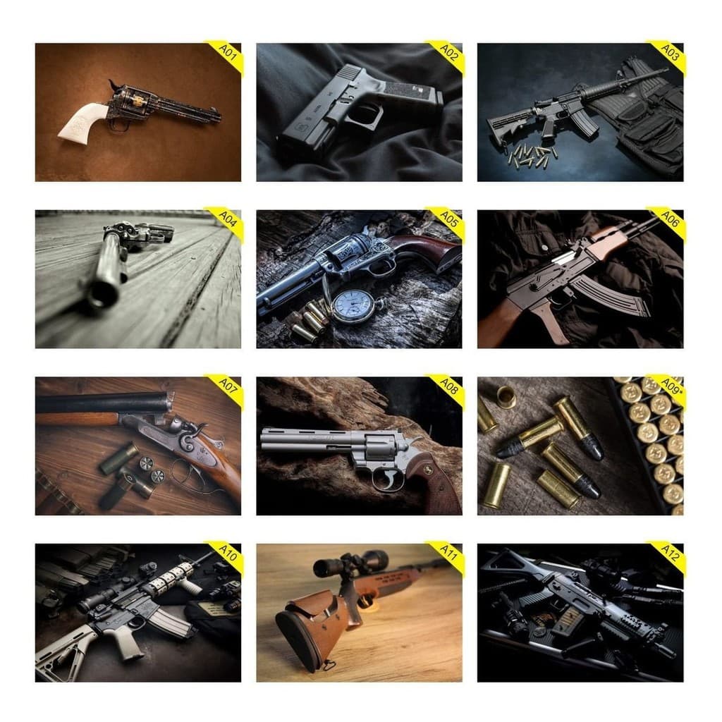 Kit 2 Placas Decorativas 30x20cm Armas Guns Gun