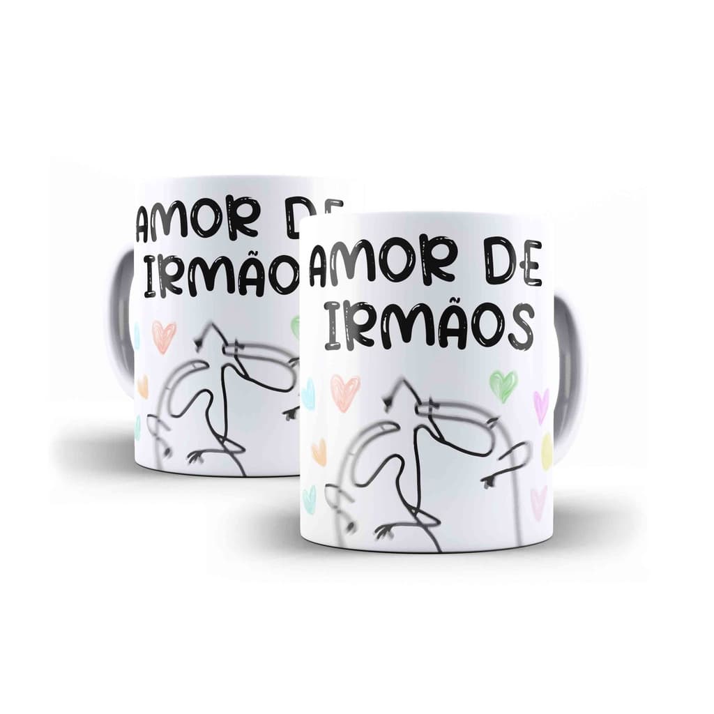 Caneca Porcelana Humor Flork Amor De Irmãos