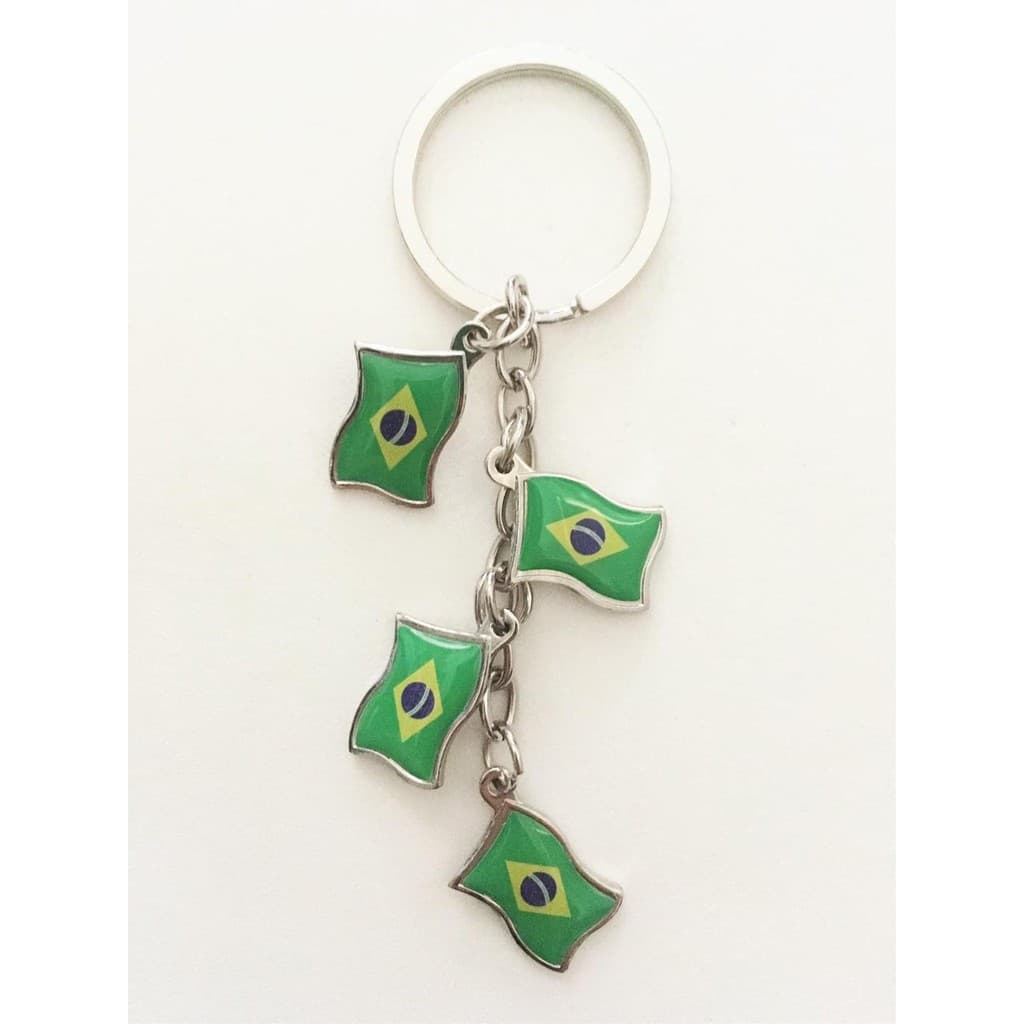 Chaveiro Com Quatro Bandeira Do Brasil Verde 15441-3