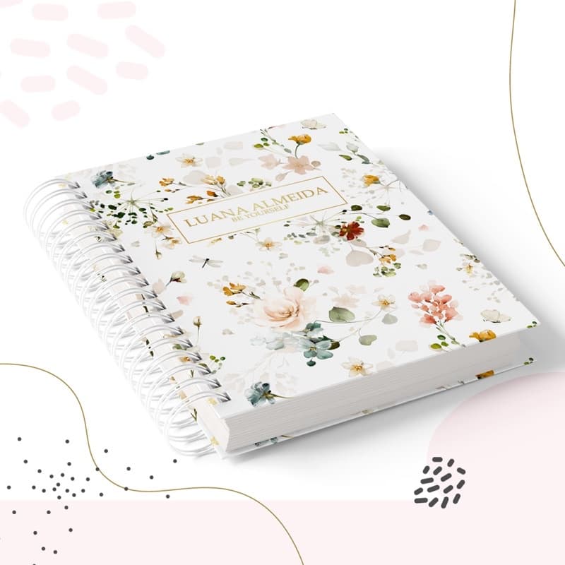 Caderno para anotações coleção 2026 A5 Capa Dura Presente Feminino floral N 08