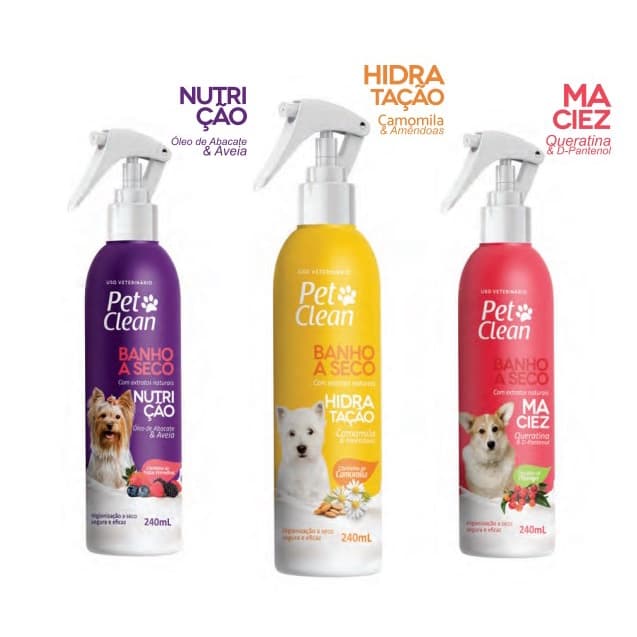 Banho a Seco PetClean 240ml Spray Cachorro Gato Cães Pet