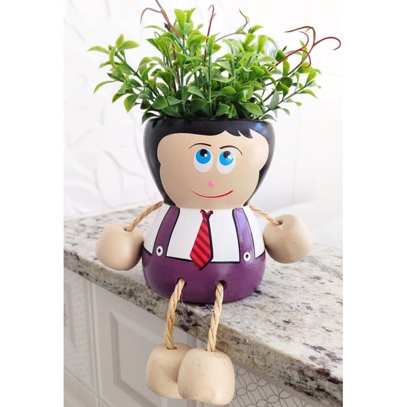 👦🏻 Vaso Boneco Articulado / Vasinho de Menino para suculentas / Feito à mão artesanato vaso de planta flores casa decoração decorações jardim cozinha cachepô artesanais Cachepot artesanal feito a mão