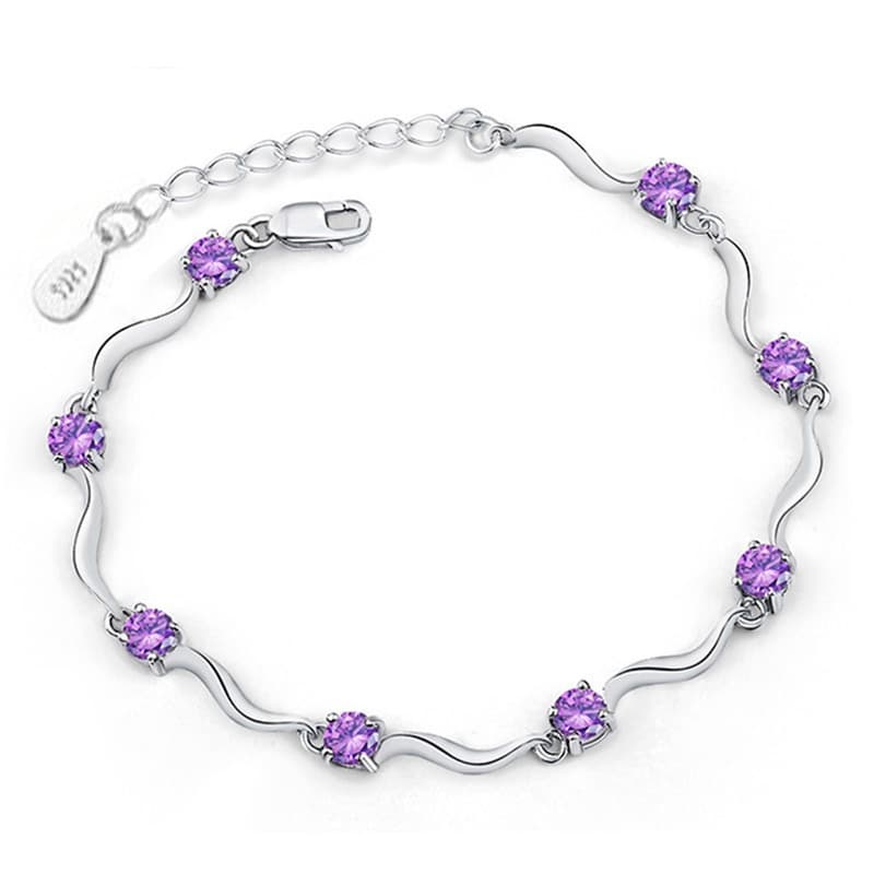 Roxo Zircon Bambu Ajustável 925 Pulseira De Prata Mulheres Jóias Casal Para Homens Coreano Moda Acessó Presente
