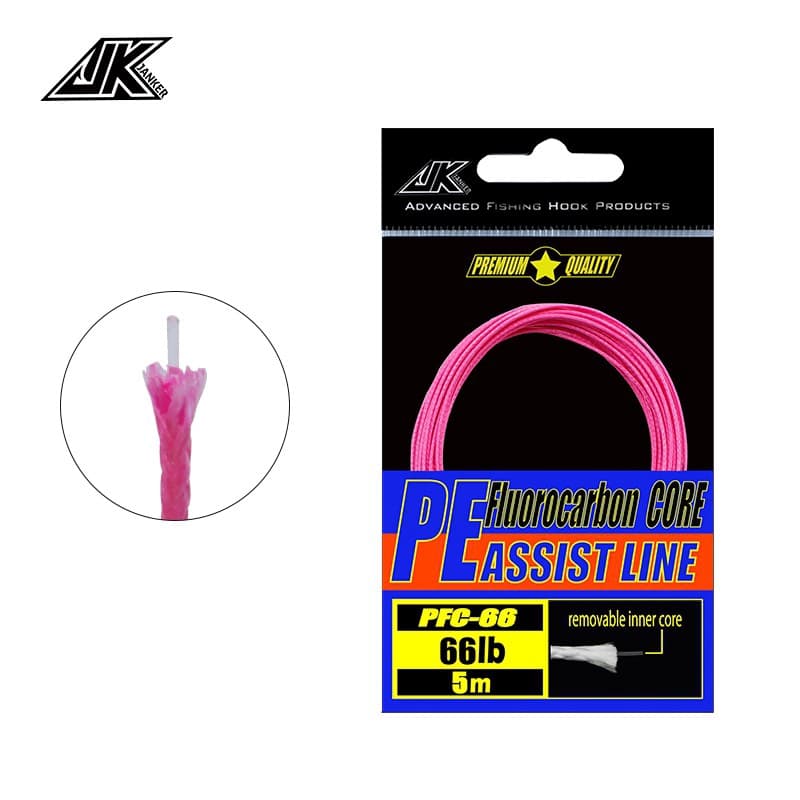 Jk Lento Pe Linha De Auxiliar Fluorocarbon Core Rosa Linha Gancho De Pesca Lento Jigging Mar Auxílio Gancho Isca Gira
