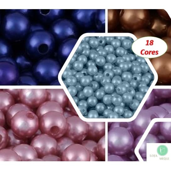 Pérola 8mm Inteira Furo Passante ABS - Várias Cores