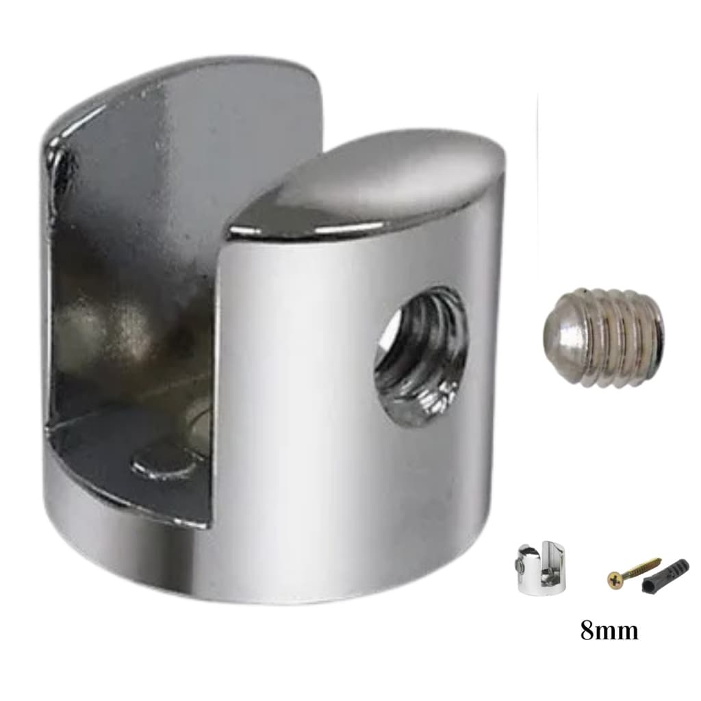 Suporte Fenda para Prateleiras de Vidro 8mm em Metal Cromado