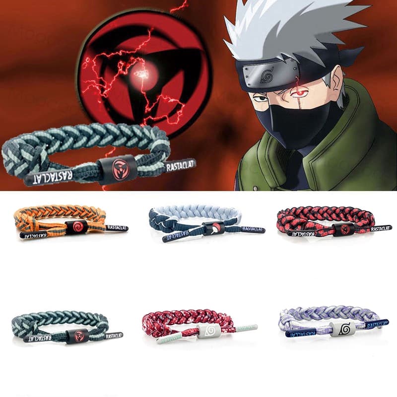 【 Rastaclat Clássico anime-Naruto Pulseira De Leão Sasuke/Kakashi/Sakura/Corda Holográfica De Mão De Tecido