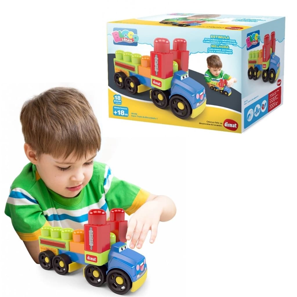 Blocos Montar Carrinho18 Peças Brinquedo Bebê crianças Menino1 Ano  Atividades Infantil Grande Encaixar