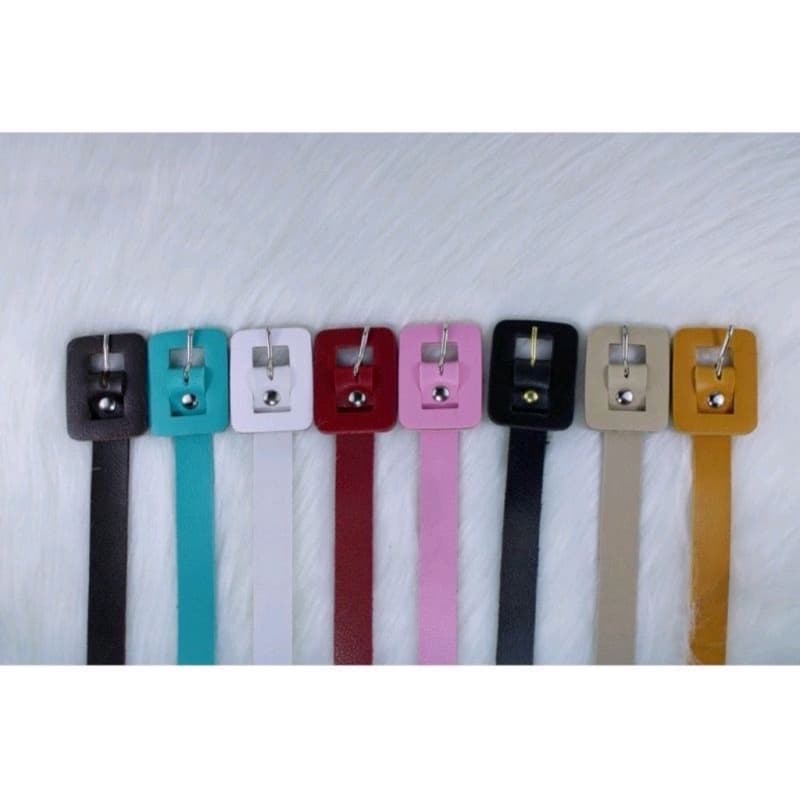 Cinto feminino fino coloridos sintético fivela quadrado