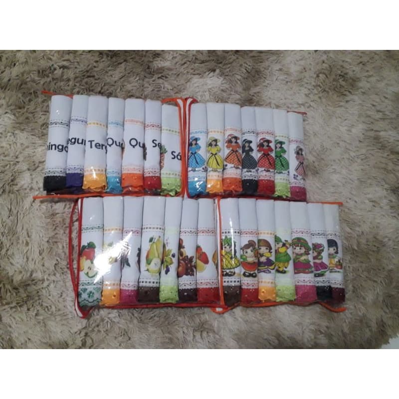 Kit pano de prato semaninha estampada. 45x75