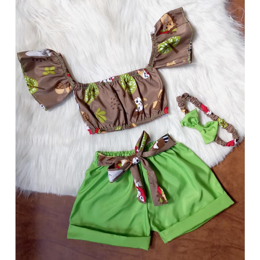 Cigana Safari (0 a 8 anos) conjunto 3 peças! SÓ HOJE roupa de menina