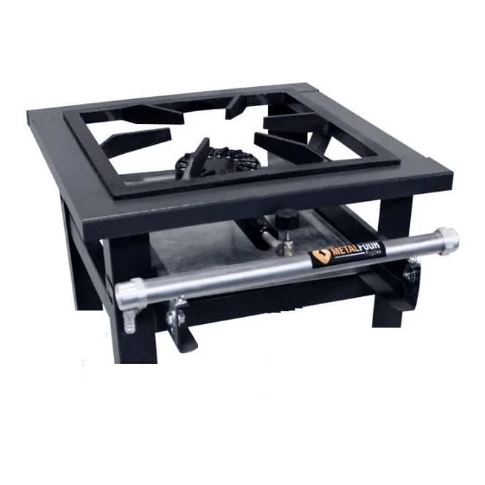 Fogão Industrial 1 Boca de Mesa Alta Pressão Queimador Simples  Grelha 30x30  Com Registro E Mangueira