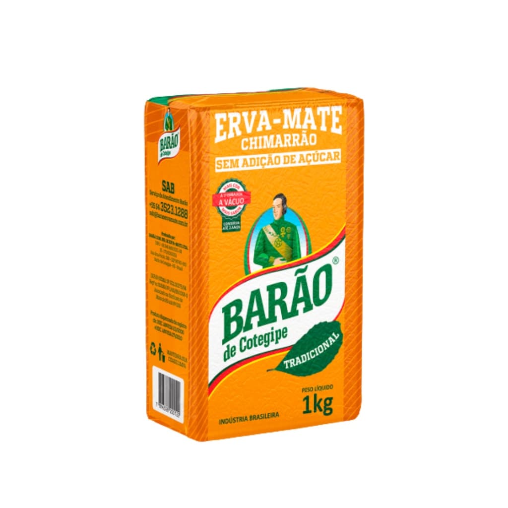 Erva-Mate Barão De Cotegipe Tradicional Vácuo 1kg | Chimarrão Fresco Sabor Intenso Qualidade Premium