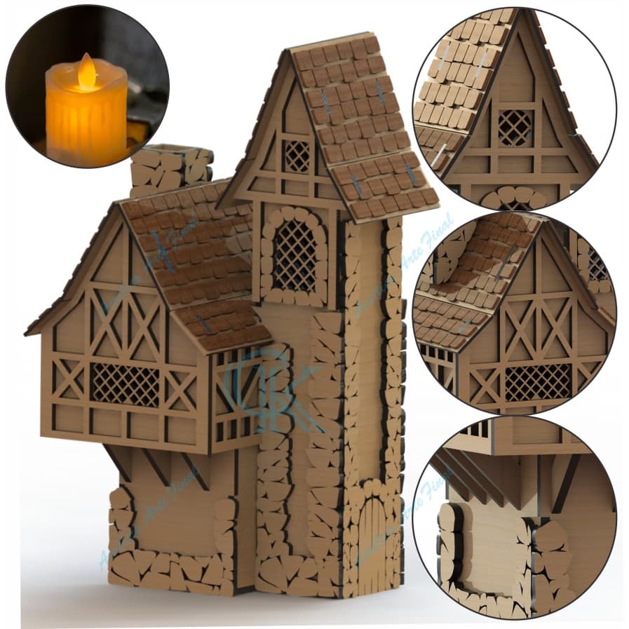 Casinha natal medieval em mdf