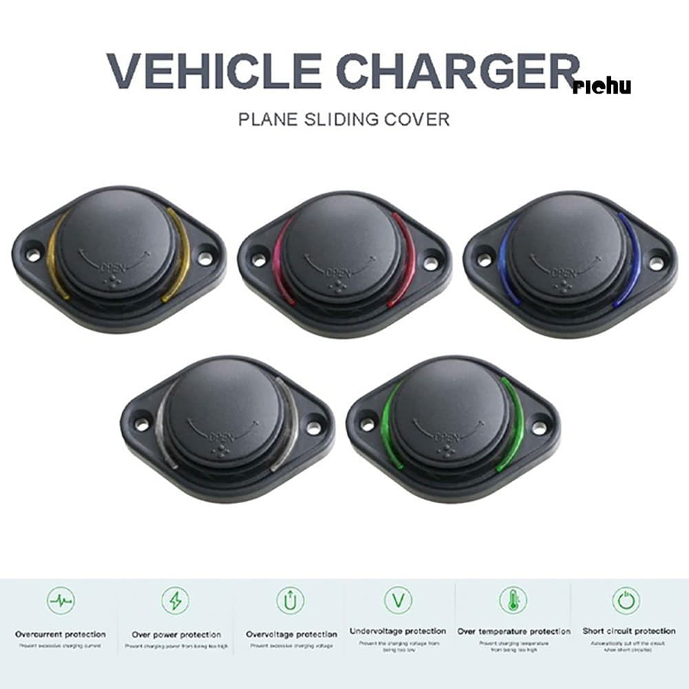 Ri + Carregador De Tomada Com Porta Usb Duplo Para Carro De 3.1a 12-24v