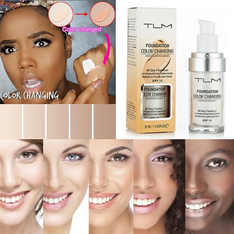 TLM 30ml para maquiagem mágica base líquida para mudança de cor cosmético para cuidados com a pele