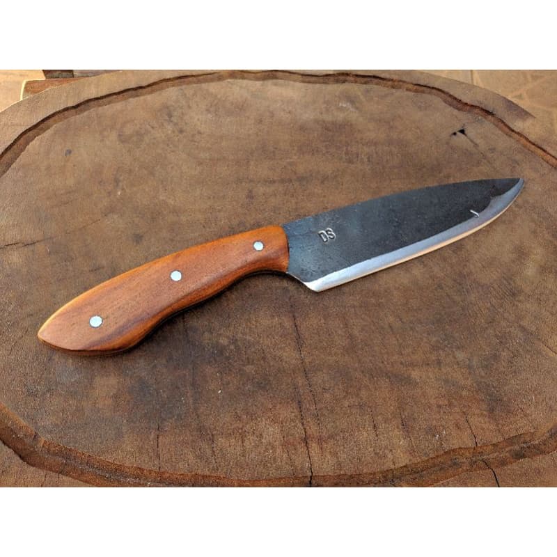 Faca do Chef, faca artesanal de disco de arado aço carbono, brutforge com fio polido - Faca cutelaria