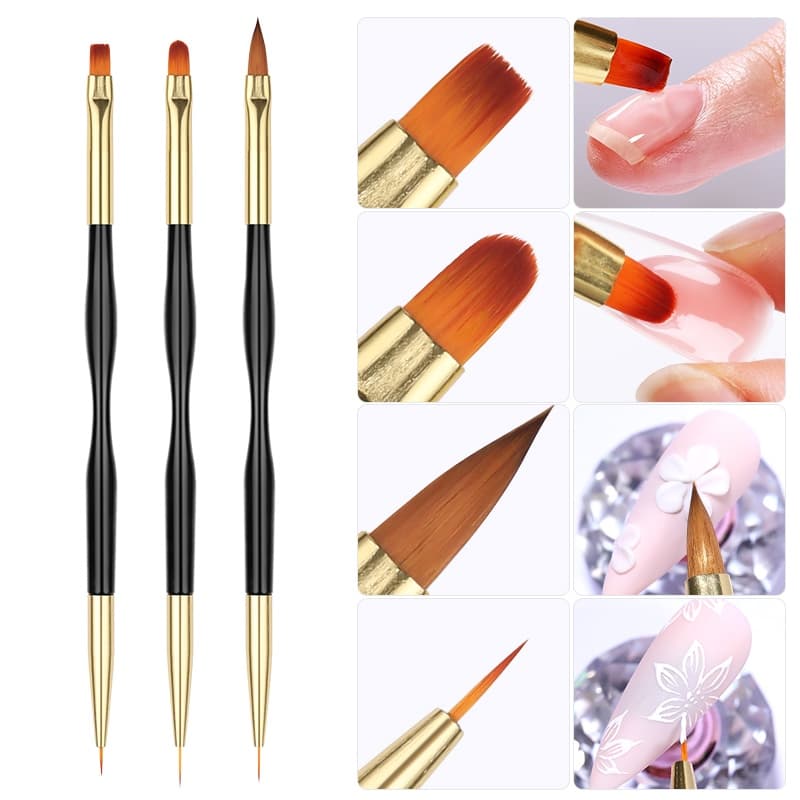Conjunto De Pincel De Pintura Em Acrílico Listrado Francês Pontas 3D Manicure Caneta De Desenho De Linha Ultrafina Pincéis De Gel UV Ferramentas