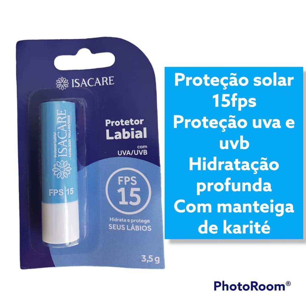 protetor labial e hidratante labial isacare fps15