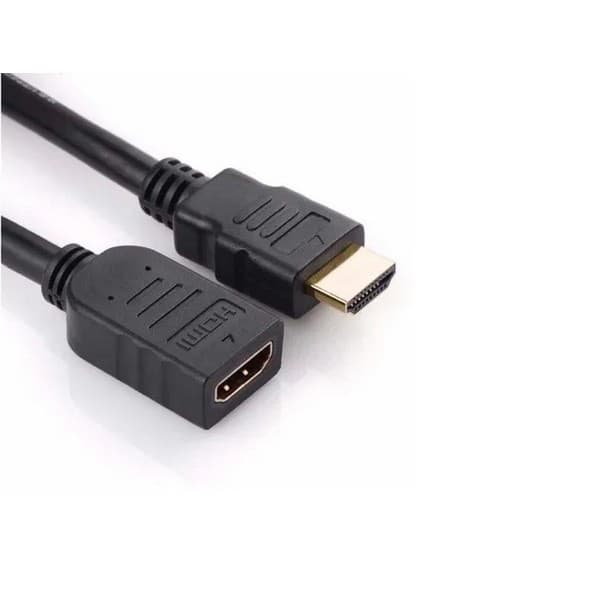 Cabo Extensor HDMI Macho x HDMI Fêmea. Versão 1.3 FullHD Blindado Emborrachado. Plug Dourado. Tamanho: 1,5 Metros. Conectores: 1 x HDMI 19 pinos macho x 1 x HDMI Fêmea.