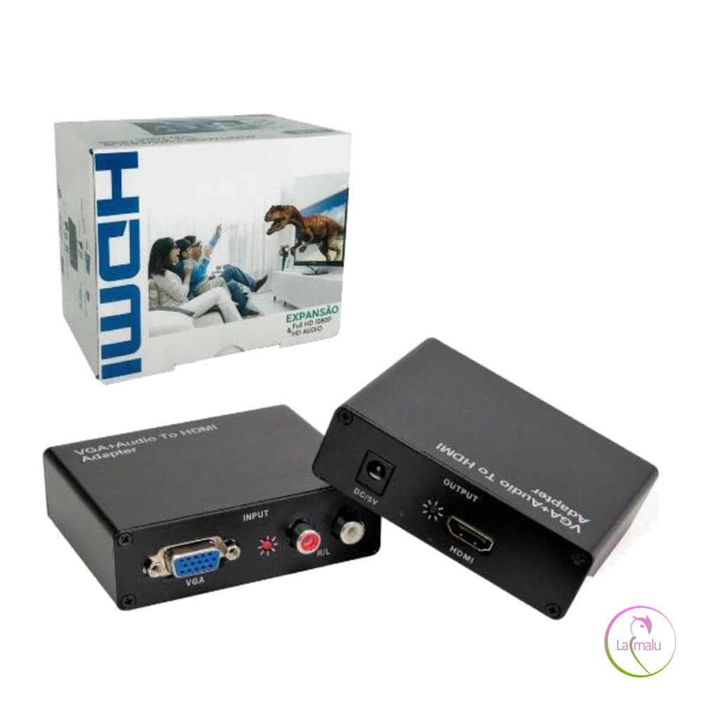 Conversor VGA para HDMI Vídeo e Áudio Full HD 1080P