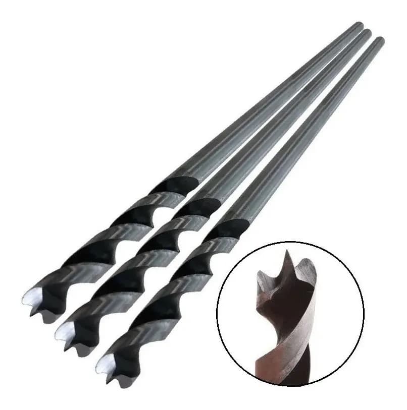 Kit Jogo 3 Brocas Mourao Para Madeira Extra Longa 8mm