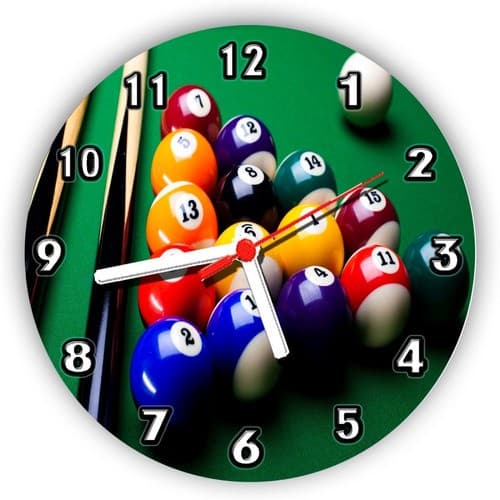 Relógio Parede decoração Bar Sinuca Bilhar Snooker Decoração - tamanho - 24 Cm