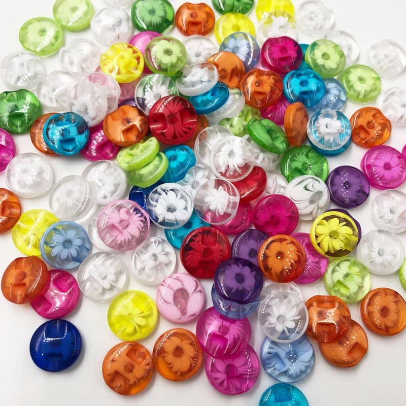 50 Peças 14mm Botões De Plástico De Flor De Cores Misturadas Costura/Aplicações/Artesanato PT11