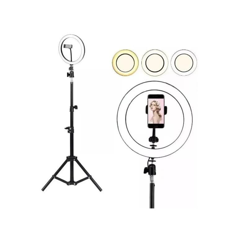 Kit Live Youtubers Ring Light 26cm + Tripé 2m + Suporte celular