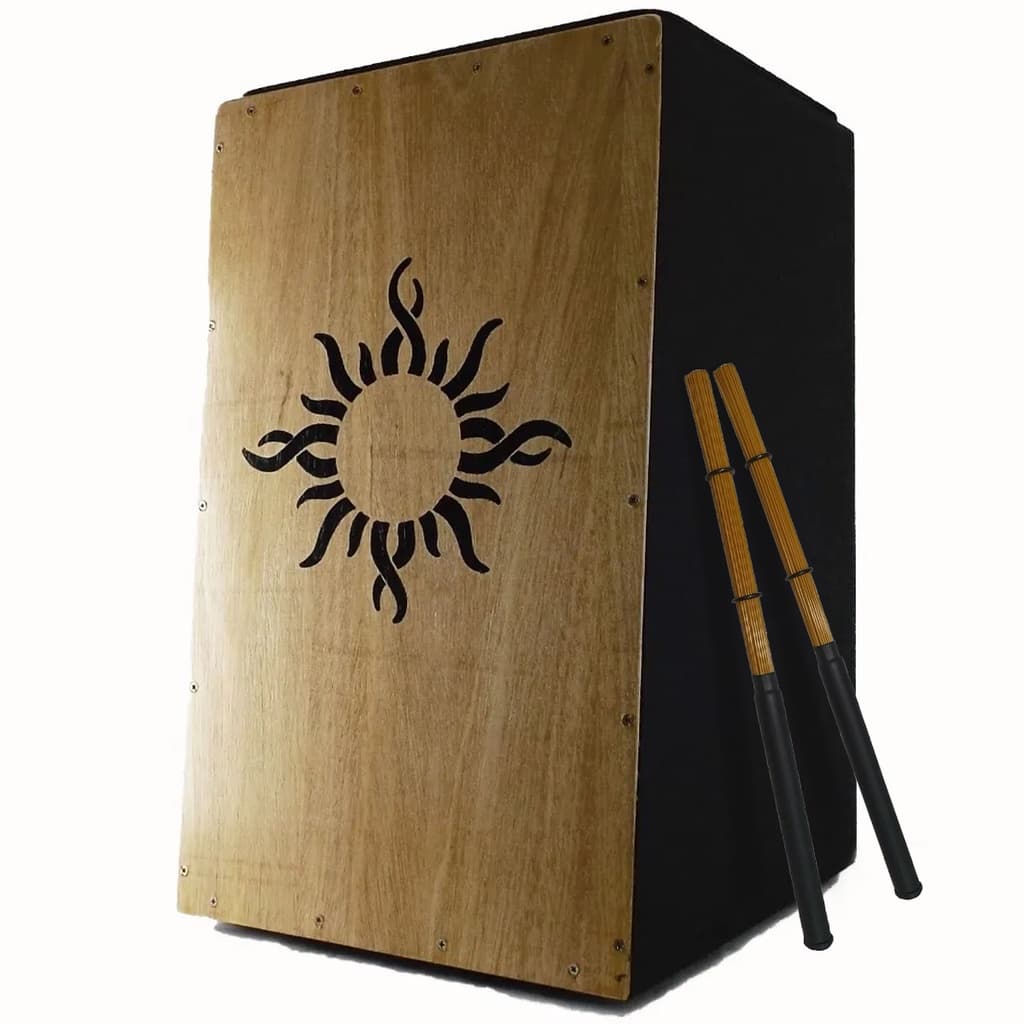 Cajon (carron) Elétrico/eletroacústico Percussionline Sol + Par Vassourinha