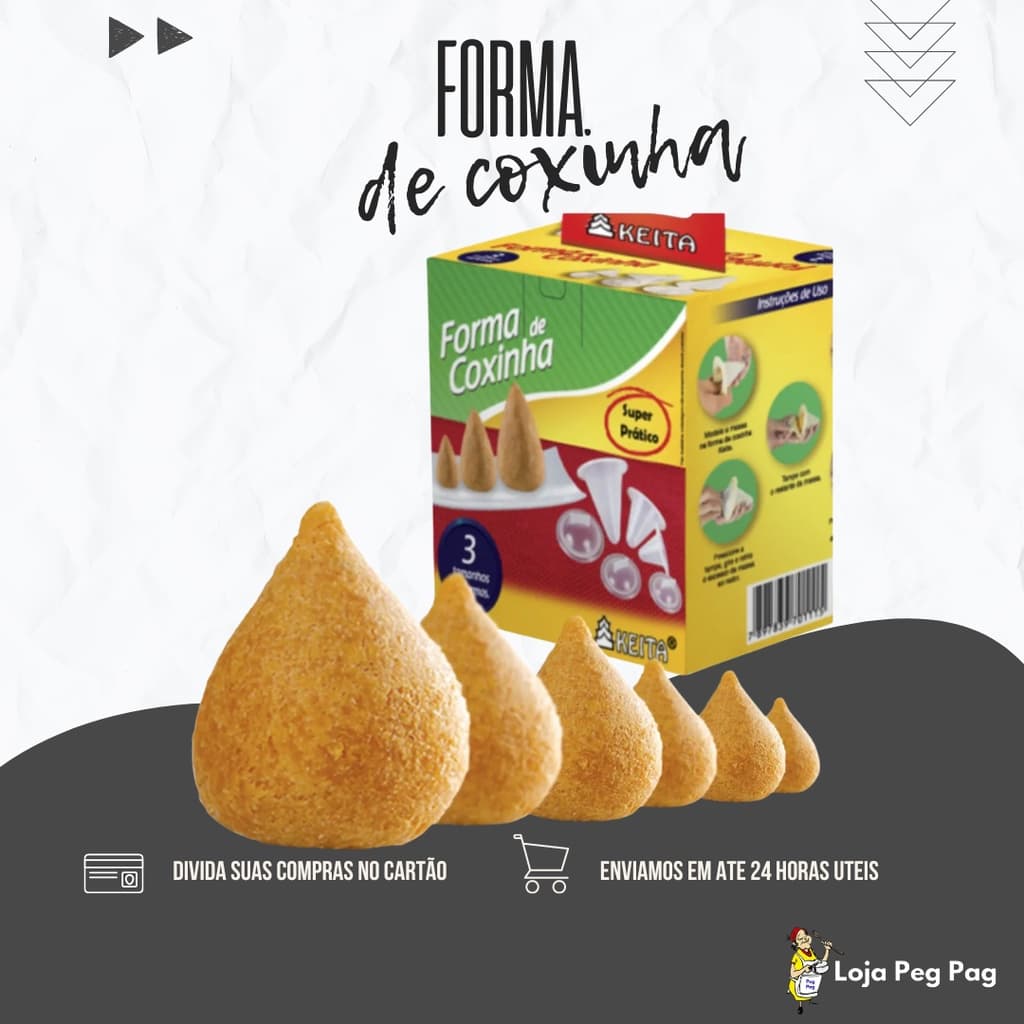 Forma de Coxinha 3 Tamanhos para Salgados e Doces