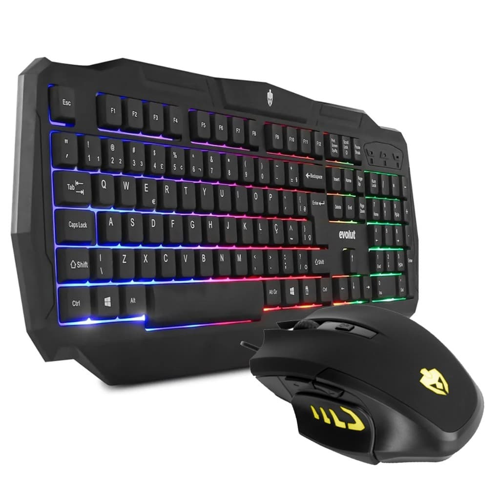 Kit Teclado Semi Mecânico Gamer Mouse 3200dpi Óptico Evolut Kit Gamer Top