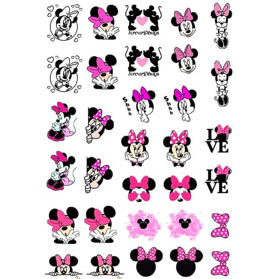 Peliculas De Unhas 30 Adesivos Minnie Rosa E Black