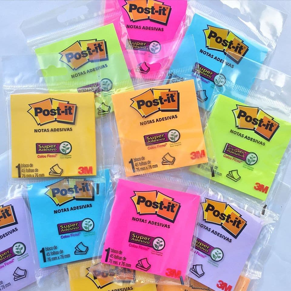 BLOCO DE NOTAS SUPER ADESIVAS CORES SORTIDAS 76 MM X 76 MM 45 FOLHAS POST-IT ENVIO EM 24H