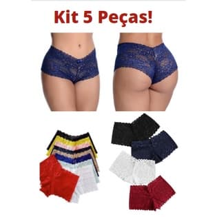 Kit 5 Short Doll de Renda Calcinha Feminina Calesson Shortinho Atacado Revenda - CORES SORTIDAS