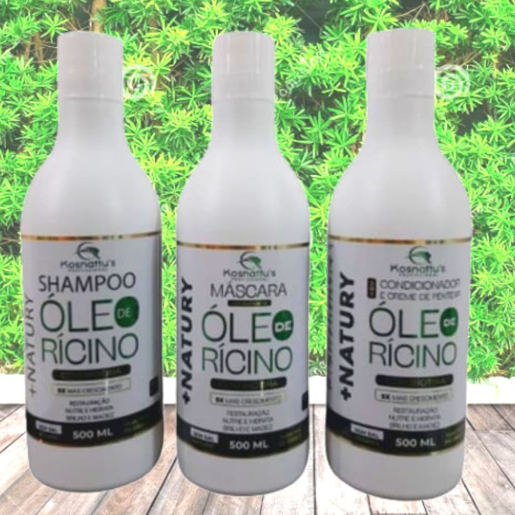 Kit Capilar óleo de rícino 3x500 ml (Kosnattus)