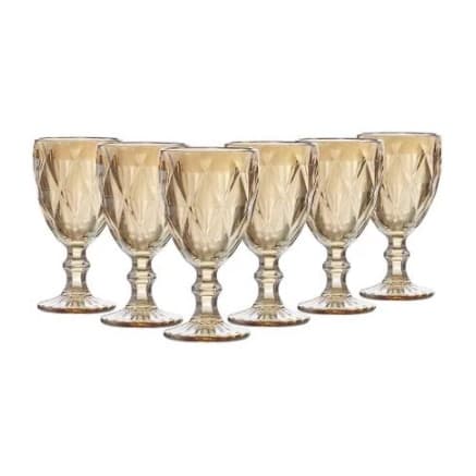 Jogo de Taças Vidro Metalizada 6 Peças Útil Bazar 310ml RF1855A - Promoção