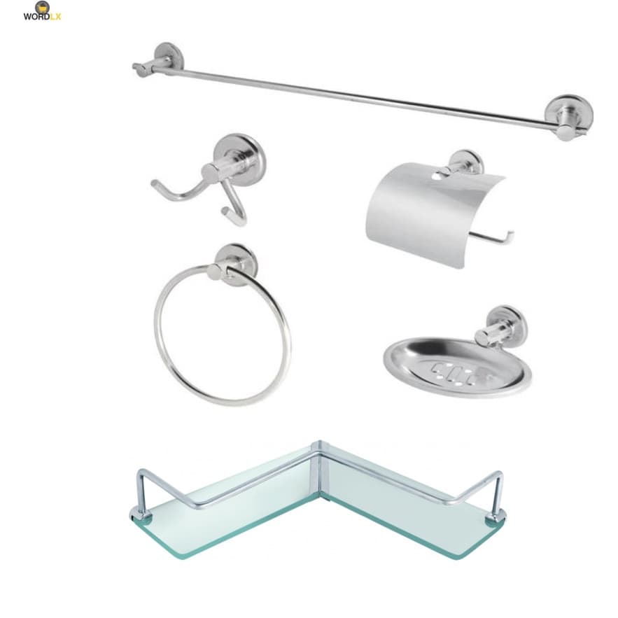 Kit de Inox para Banheiro com Porta Shampoo Canto L