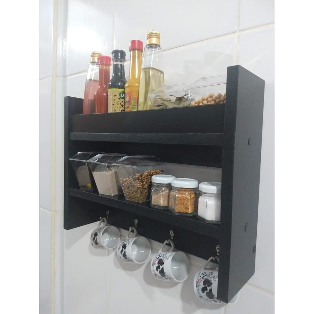 Porta Condimentos em MDF PRETO Porta Temperos Organizador de Cartas Chaves e Decoração