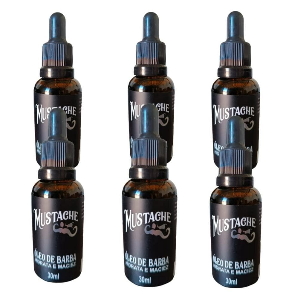 Óleo para Barba Mustache Ferrari Black 30 ML, 6un, Hidratação, Fortalecimento, Barbeiro, Barbearia, Salão