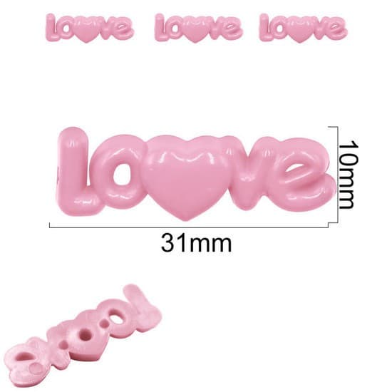 Aplique Love Rosa - Pact. com 10 unid.