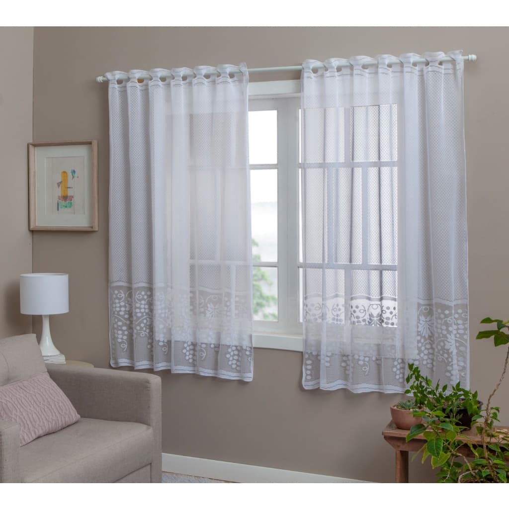 Cortina de Renda Lisa 2,50 mts largura x 1,50 altura  mts Para Quarto, Sala ou Cozinha .