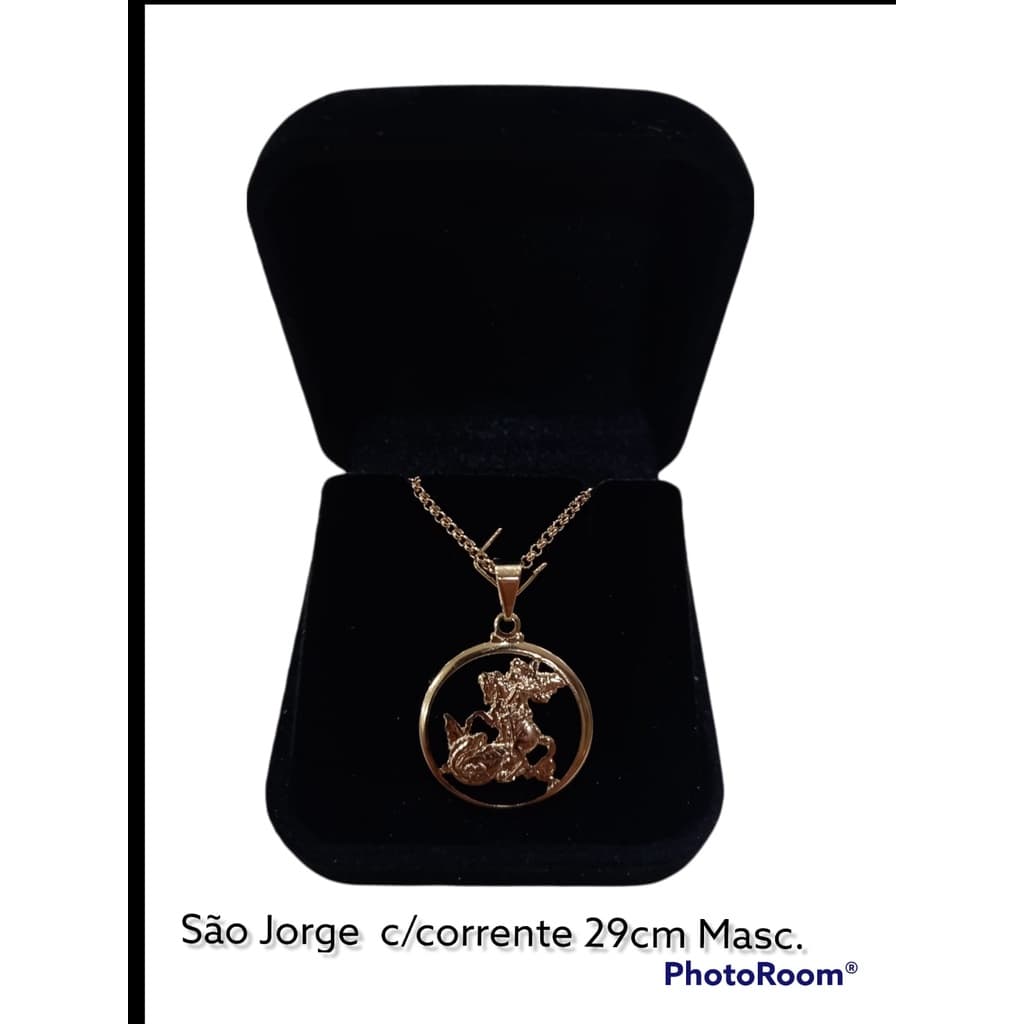 Medalha de São Jorge com Corrente - Masculina - Semijoia - 364