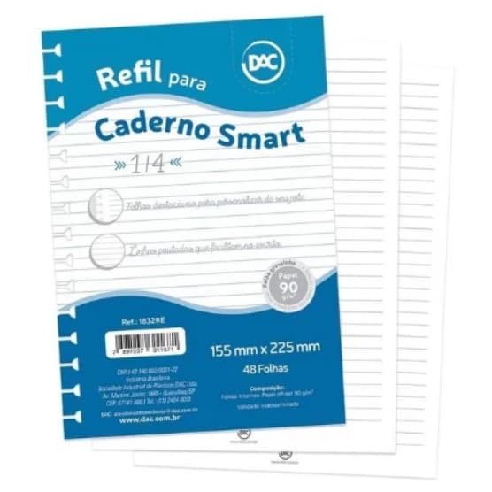 Refil Caderno Smart Colegial 48 fls Brancas - DAC