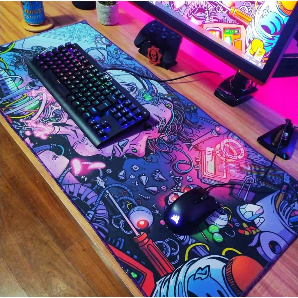 Mousepad c/borda selada Cyberpunk 90x55,exclusivo e não desfia. Novidade gamer.Antiderrapante