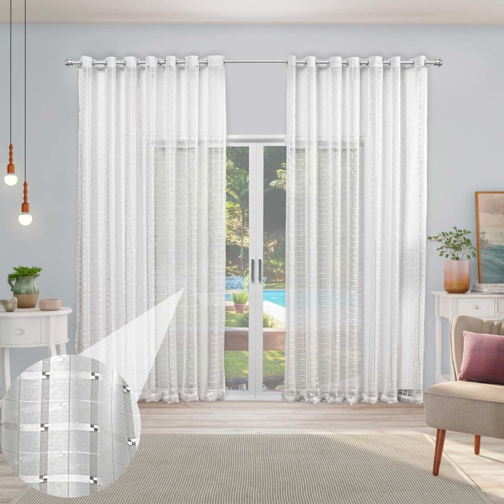 Cortina Voil Liso 3,00 X 2.70m para varão simples - Cortina Para janela de Sala ou Quarto