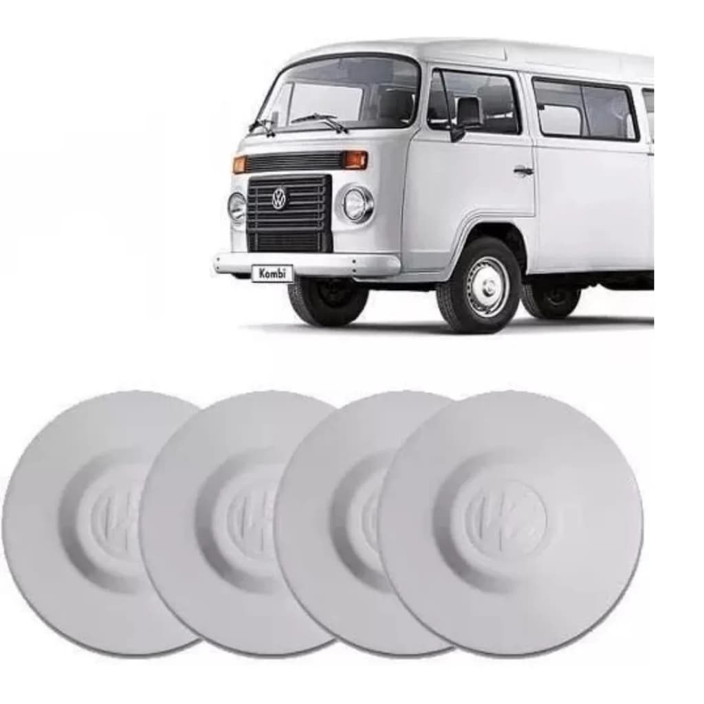 Kit com 4 Calotas Kombi 1980 até 2018 branco
