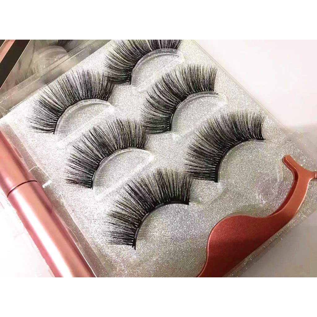 Kit Cílios E Delineador Magnéticos Com Pinça Magnetic Eyelashes