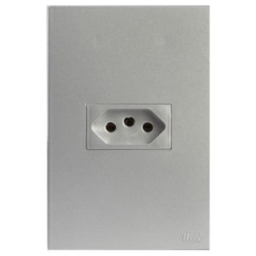 Cj Tomada 10a Horizontal 4x2 - Recta Prata Satin Fosco - Brs12159-2pr